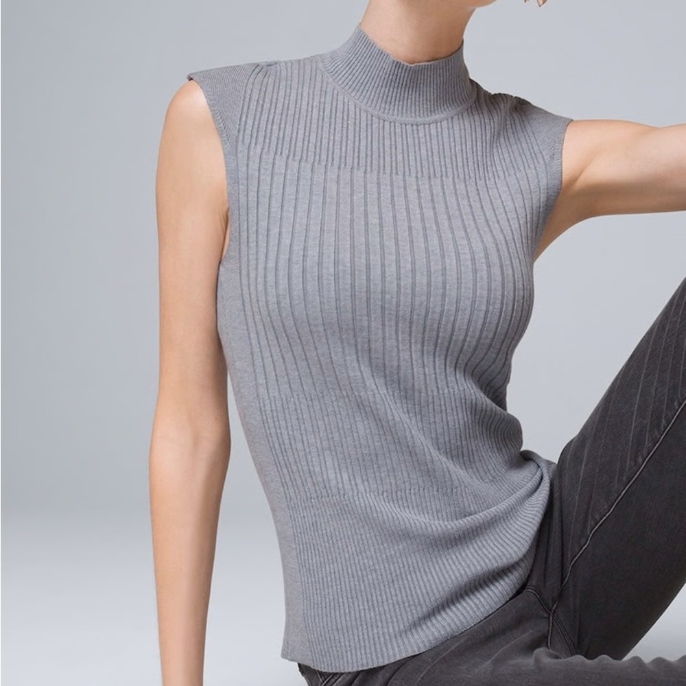 White House Black Market Gray Ribbed Sweater Tank Top Size M
